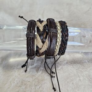 Braided Leather Bracelet Set